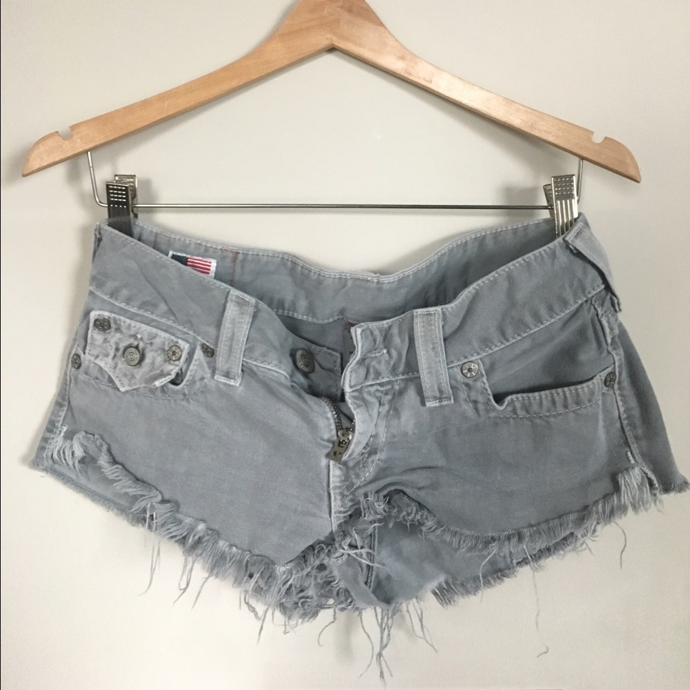 True Religion Gray Denim Shorts - lightly worn