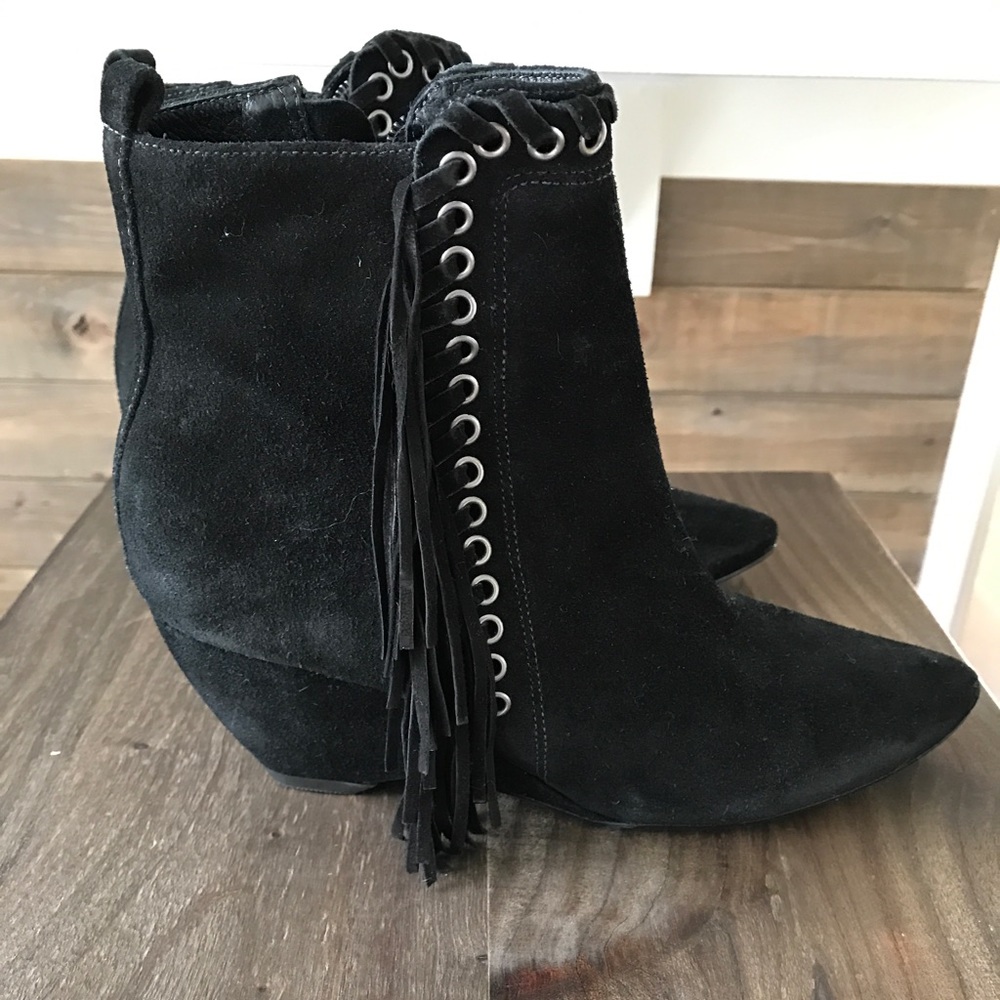 Matisse Fringe Booties Black