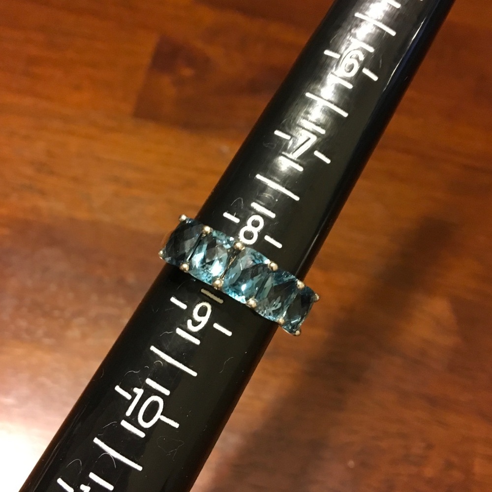 SS 5 Stone Swiss Blue Topaz Ring