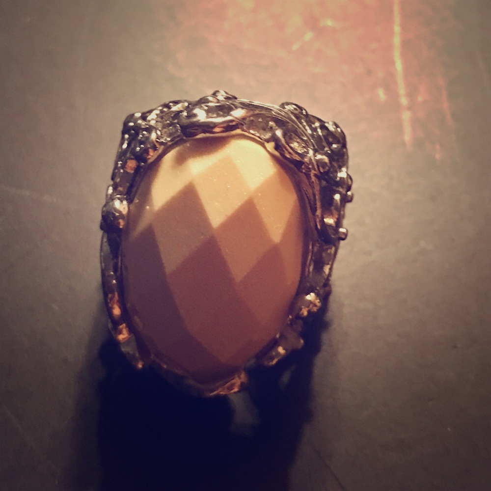 Silver and blush fashion ring