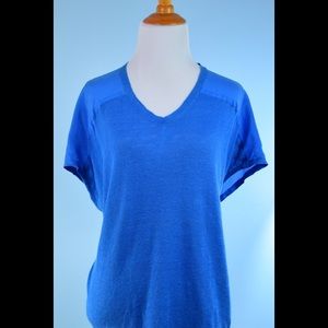 EILEEN FISHER blue silk back tunic top Small