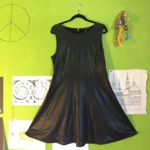 Faux Leather Skater Dress