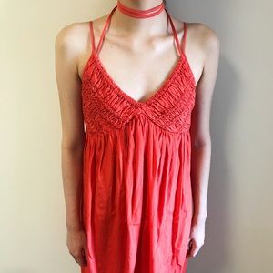 A/X Armani Exchange gathered strap dress in red