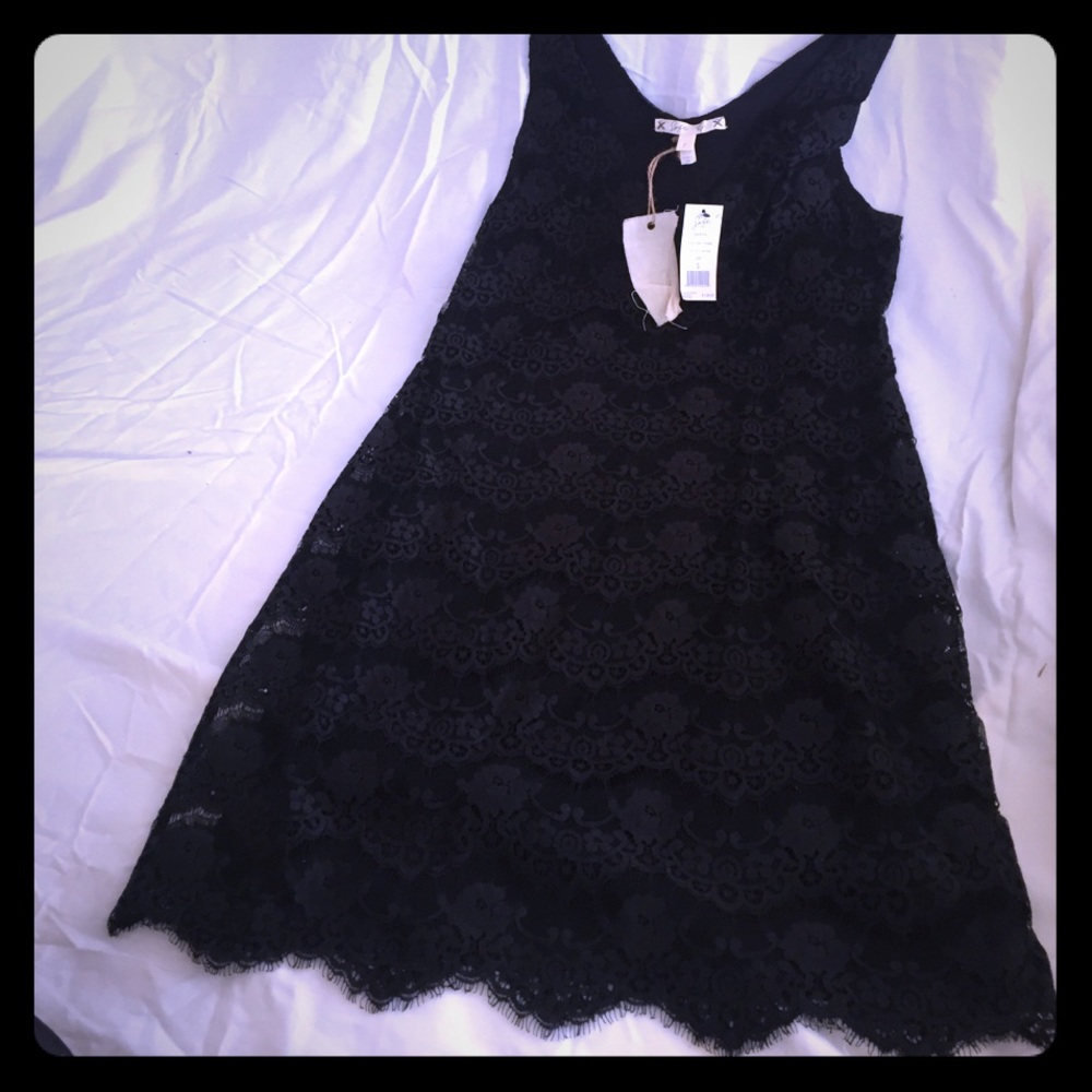 Joie black lace dress