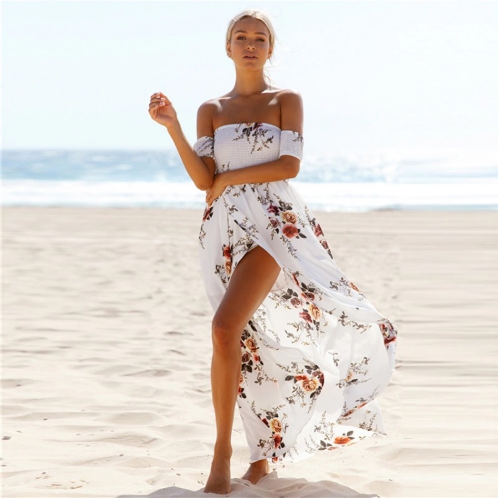 Katana Ivory Floral Off The Shoulder Maxi Dress - Picture 2 of 8