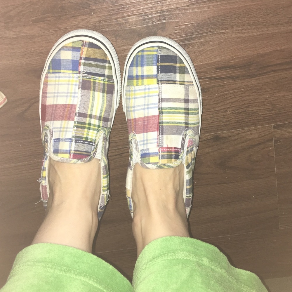 Plaid Sperry Slide On Shoes