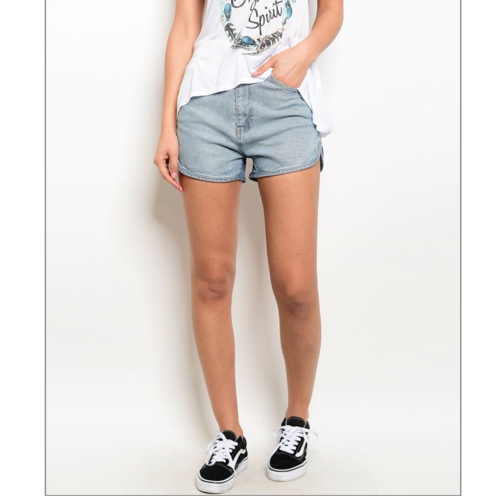 Light Blue Denim Shorts - Picture 3 of 4