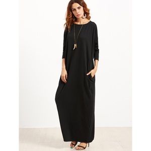 3/4 sleeved black maxi dress