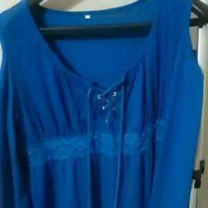 Blue Shoulder Cut Top