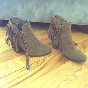 Ankle fringe booties