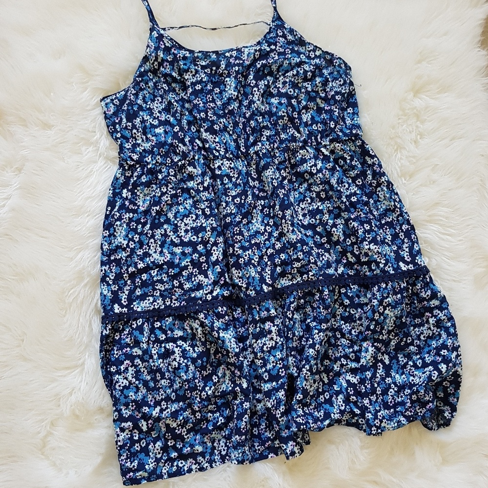 Mossimo Floral Sundress Navy Blue/White XL