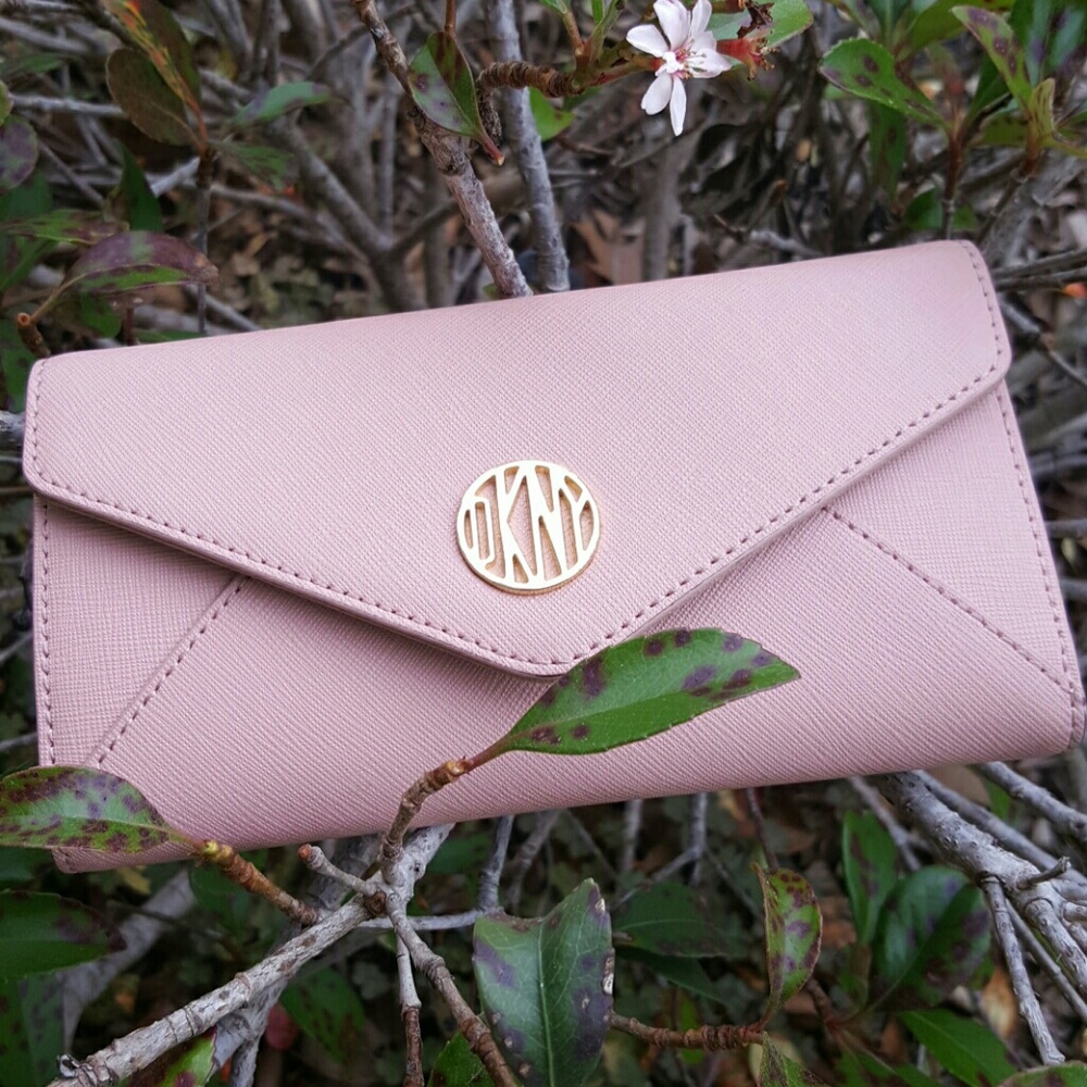 Pink leather wallet by DKNY