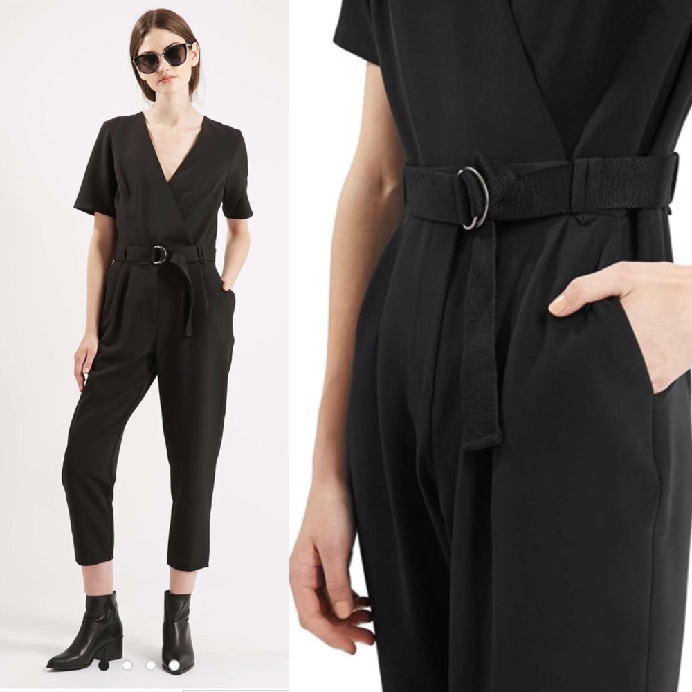TOPSHOP BELTED WRAP JUMPSUIT SIZE 2 (US)