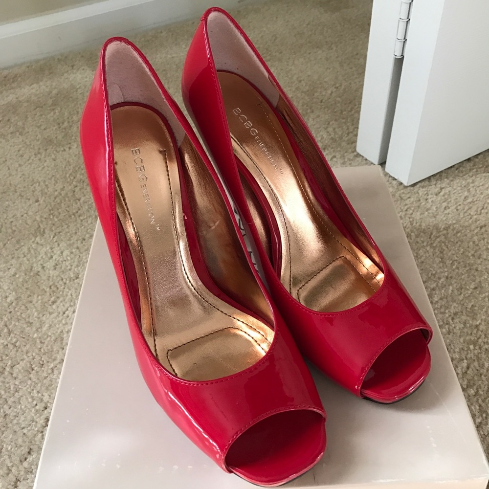 Ferrari red open toe heels