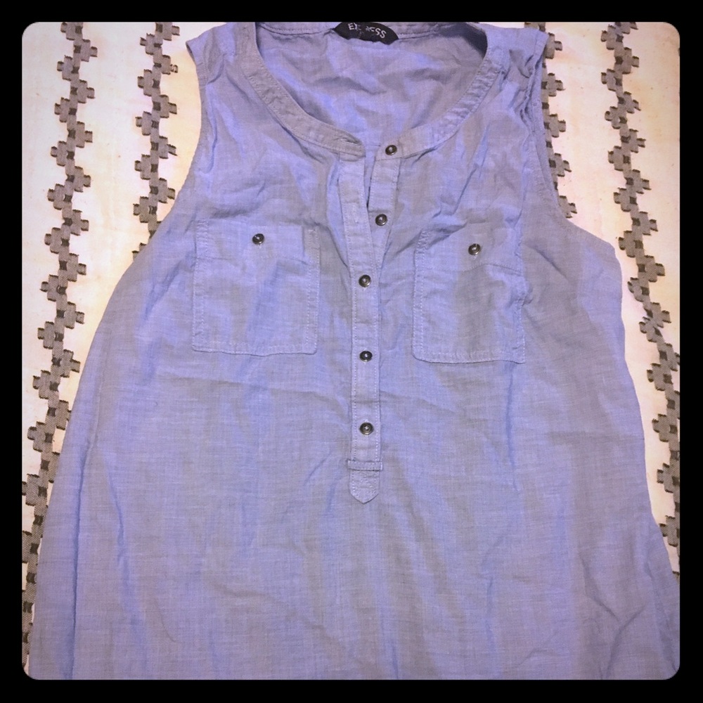 Express light denim sleeveless shirt