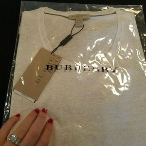 Burberry white linen scoop neck t-shirt S