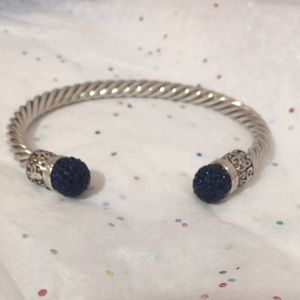 Sterling Silver Crystal Twist Cuff Bracelet