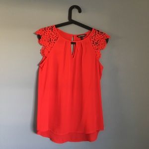 Express Red lace sleeve blouse, size x-small
