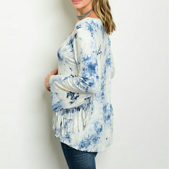 LAST 1Trendy fringed detail tie dye top - Picture 2 of 2