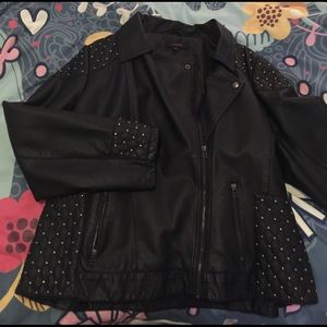 NWOT faux leather biker jacket with studs