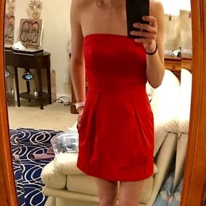 Red strapless Jacob dress!