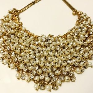 Crystal and pearl statement necklace