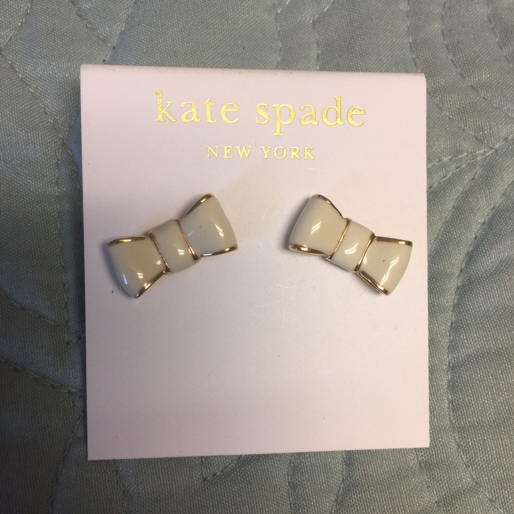 Kate Spade white bow studs
