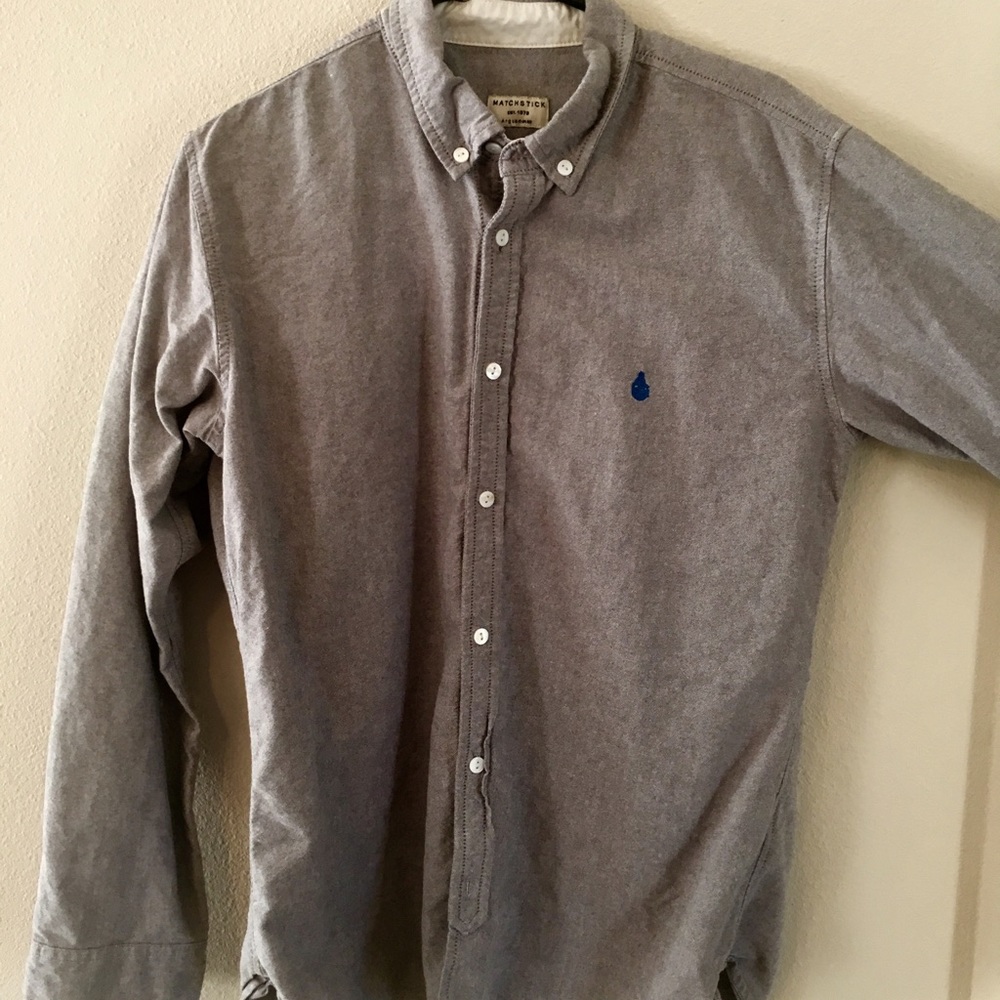 M Grey Slim Fit* Button-Dow Shirt