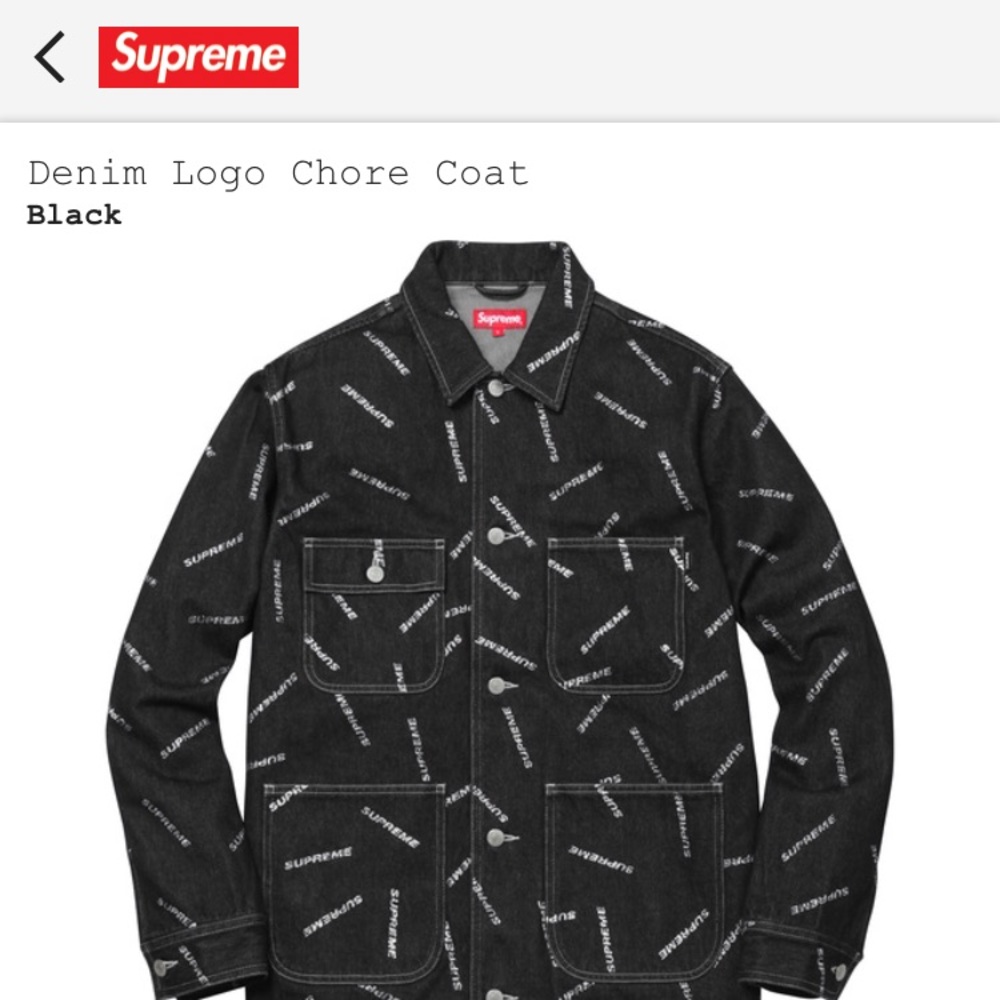 **SOLD**SUPREME DENIM LOGO CHORE COAT