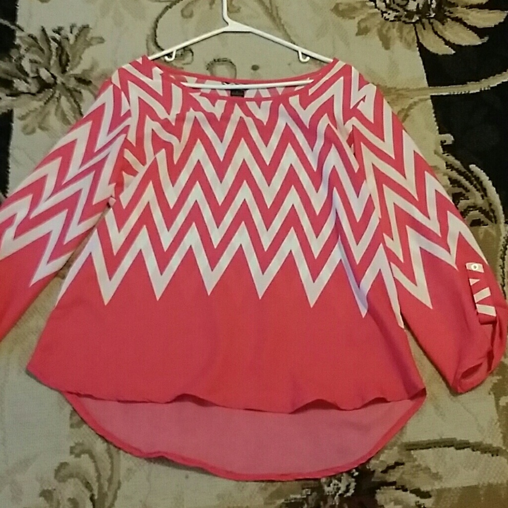 Pink chevron sheer top