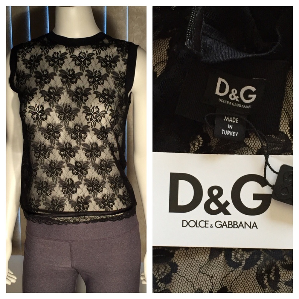 NWT Gorgeous DOLCE&GABBANA Black Lace Top Large