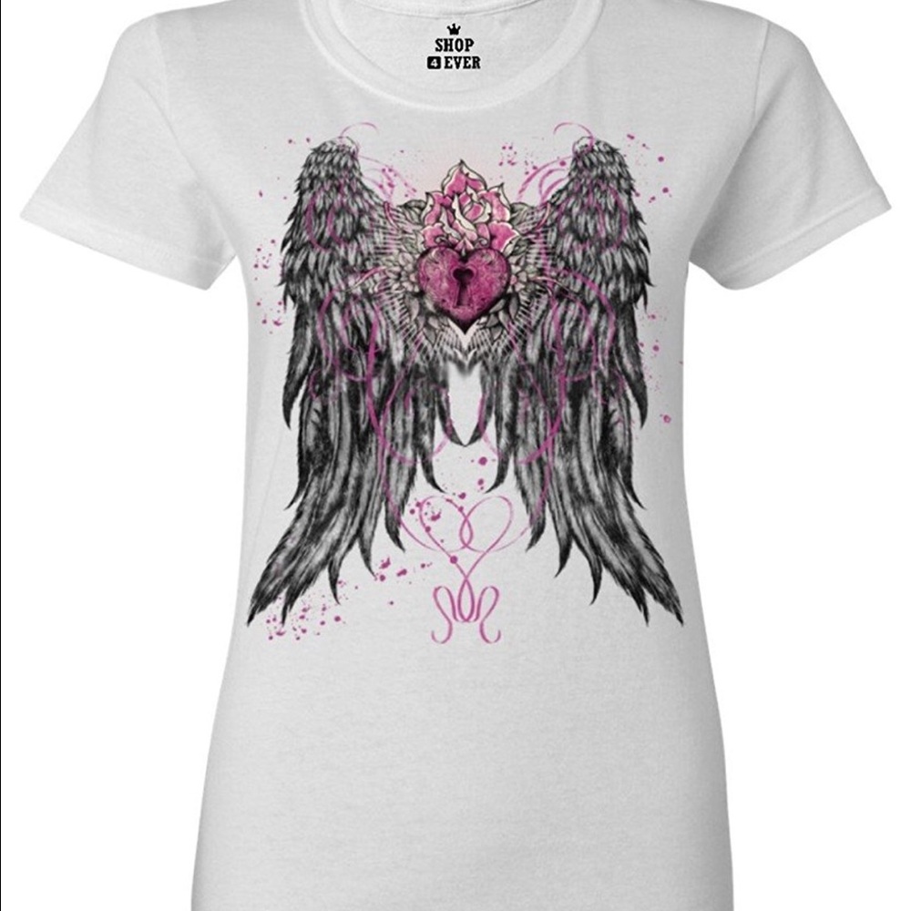 Angel Wings Heart Keyhole Women's  Fashion Shirts