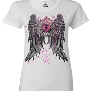 Angel Wings Heart Keyhole Women's  Fashion Shirts