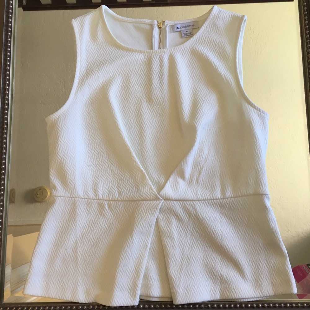 White Textured Peplum Top