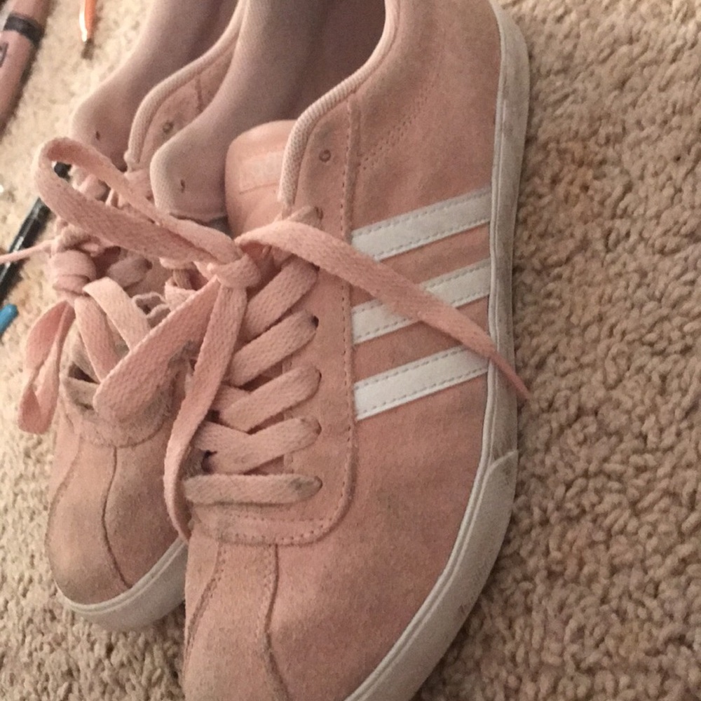 Custom Baby Pink And White Adidas Size 8.5
