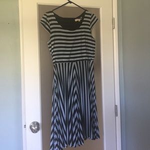 Blue and Black stripe jersey dress - The Loft