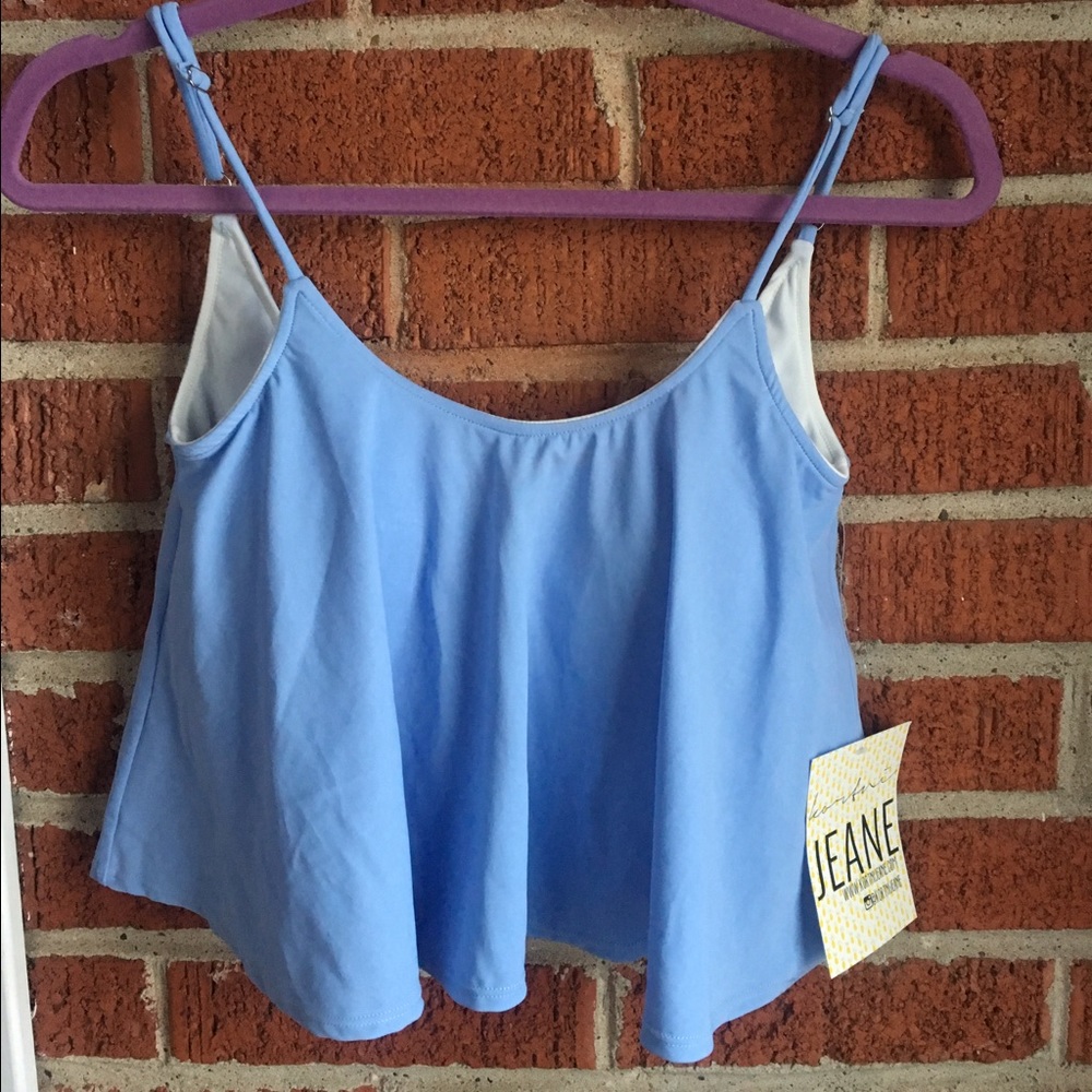 Kortni Jeane Swing Powder Blue Swim top NWT