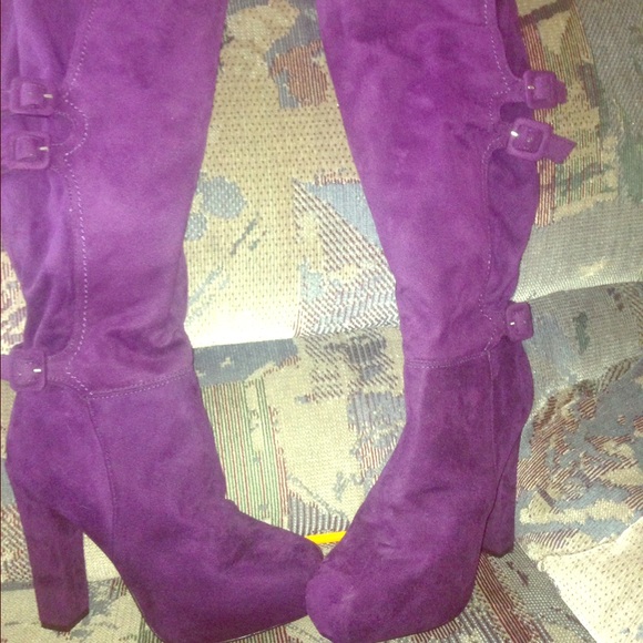 Purple Rain Over Knee Boot - 8 INCH – Hella Heels US Size 6 purple knee high boots