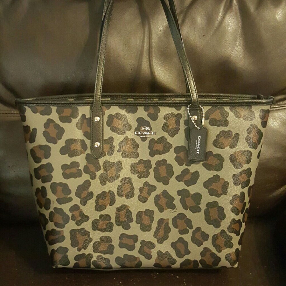Large Coach Ocelot Shoulder Bag