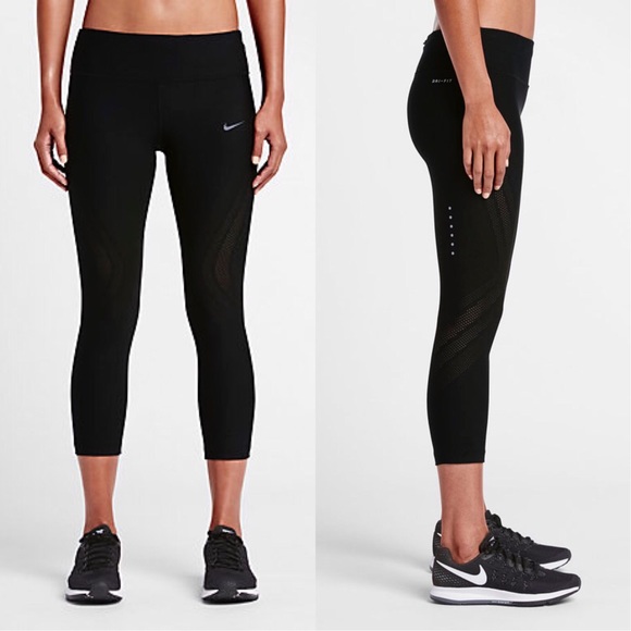 Nike Pants - Women's Nike Epic Running Black Crop Tights