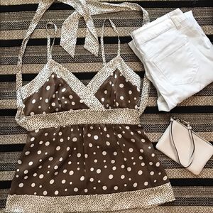 🐶Brown and Cream Polkadot Top🐶