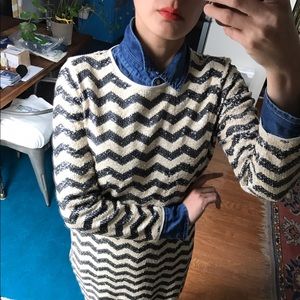 Jcrew Sequined Chevron Dress in Size S