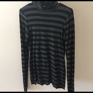 black and grey striped turtleneck