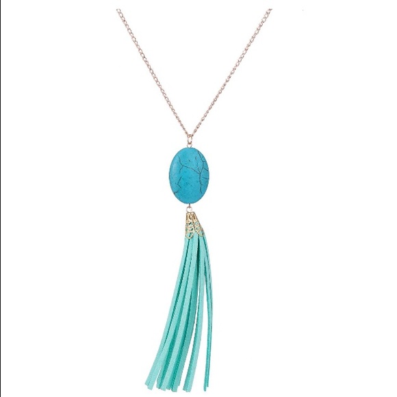 ππBOHO faux leather tassel and stone necklaceπ¦ - Picture 2 of 5