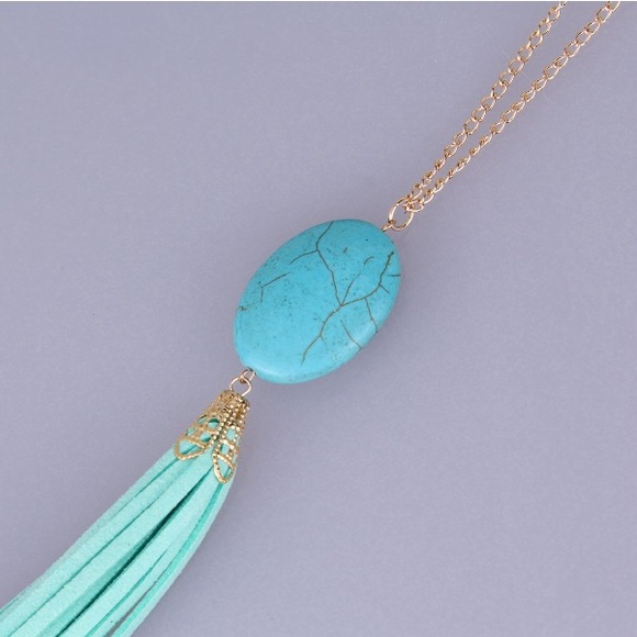 ππBOHO faux leather tassel and stone necklaceπ¦ - Picture 4 of 5