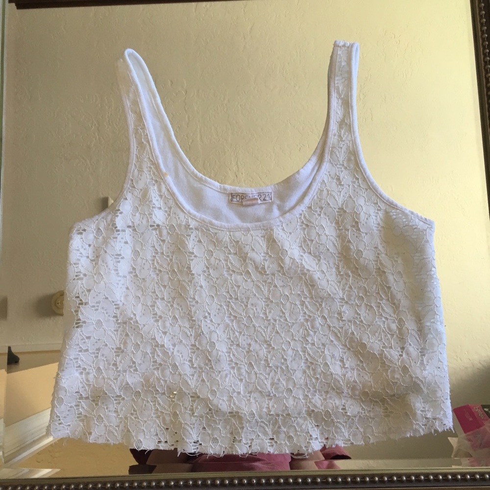 White Lace Crop Top