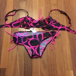 2 piece pink/black bikini