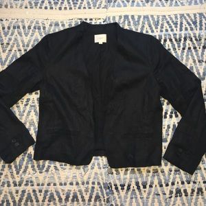 Loft cropped linen tuxedo blazer