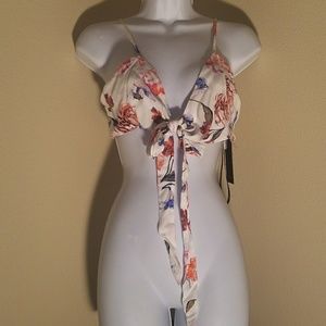 Floral crop top with bow detail