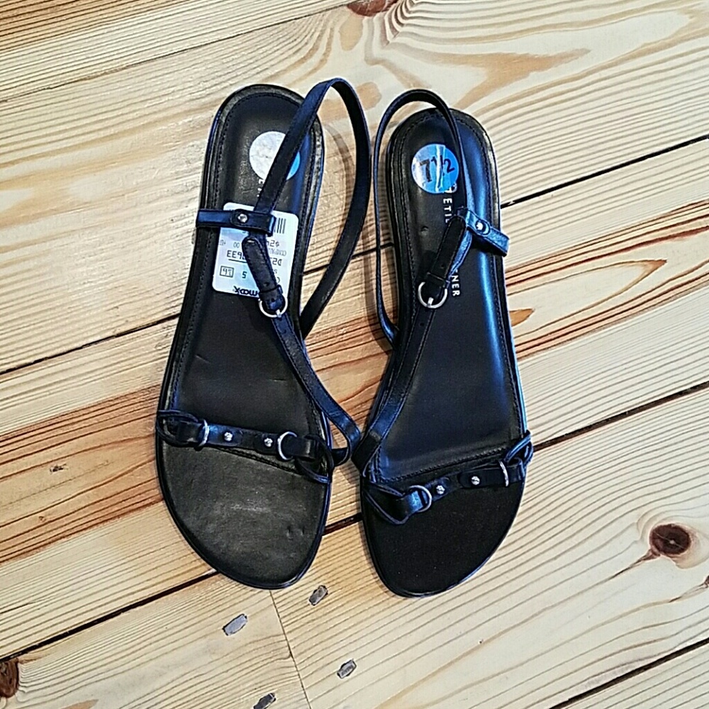 Etienne Aigner Black Sandals 7 1/2 NWT